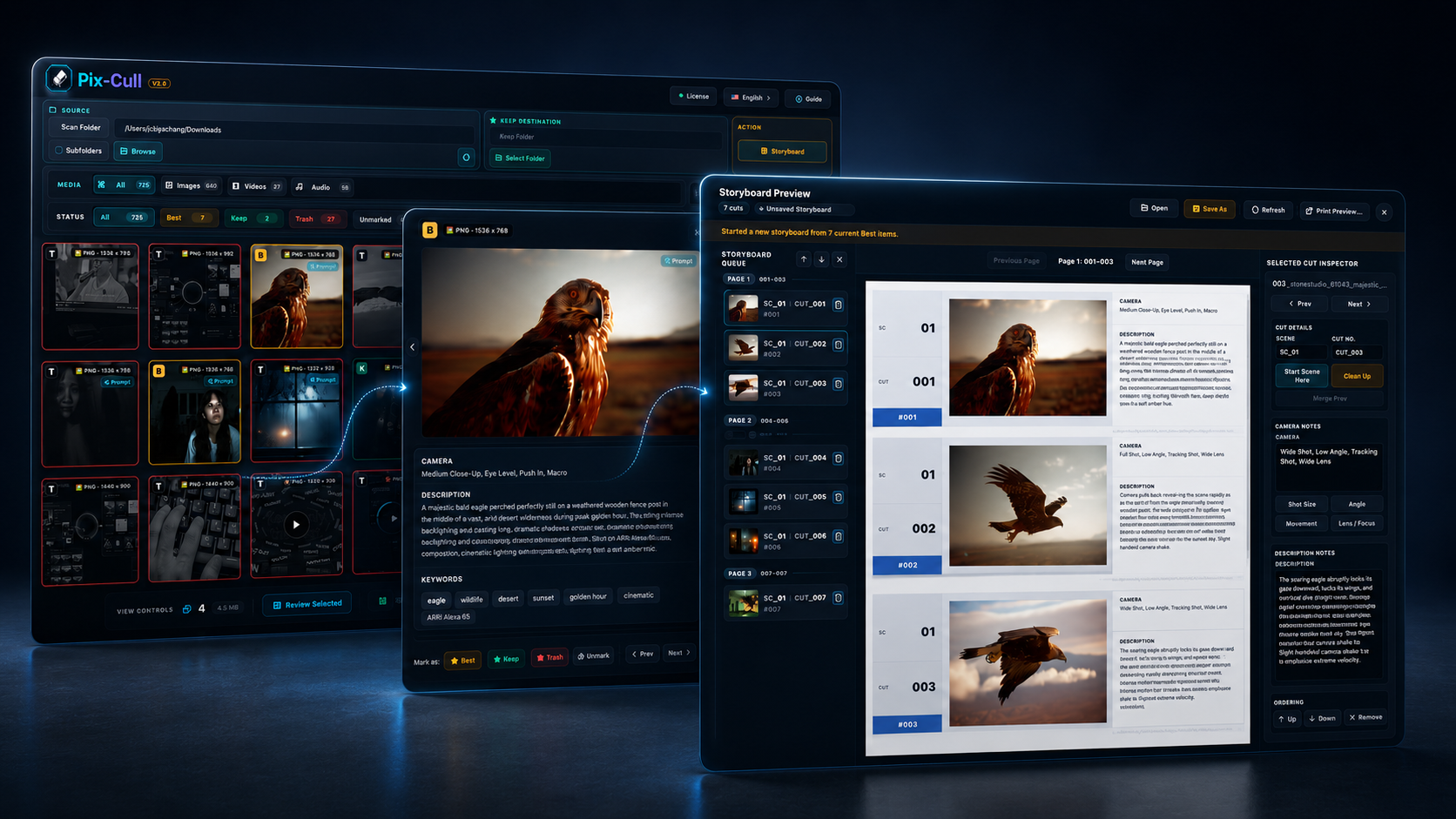 Pix-Cull Library, Review, and Storyboard workflow overview